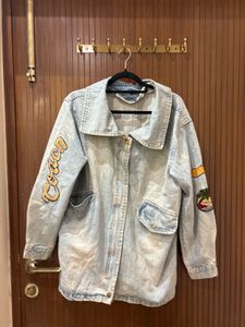 Washed Denim Jacket with Patches