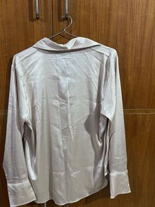 Shiny Satin Button-Up Shirt