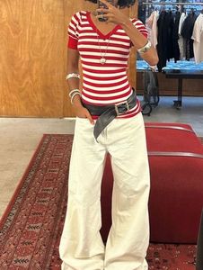 Striped V-Neck Fitted Top