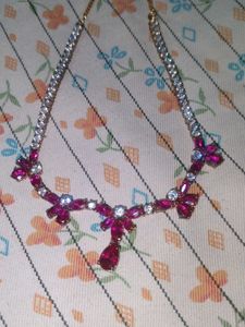 Pink Crystal Party Wear Necklace