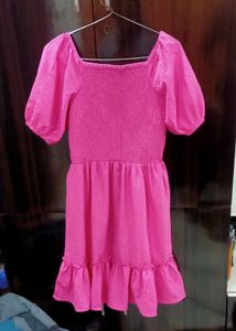 Pink Ruffle Mini midi summer Dress
