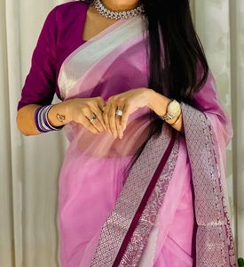 Elegant Lavender Saree  with blouse