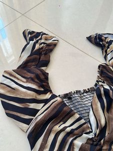 Trendy Animal Print Ruched Cropped Top