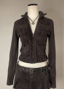 Vintage dark Brown Zip-Up Jacket