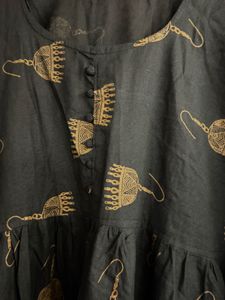 Stylish Black Kurta with Jhumka Print