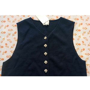Navy Button-Down Vest