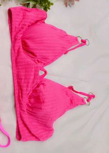 Neon Pink Ribbed Bikini Set