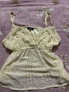 pastel yellow beaded chatpata top