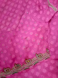 Vibrant Pink Embellished Saree