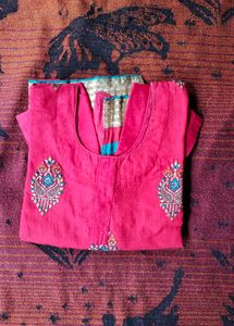 Vibrant Red embroidery kurti