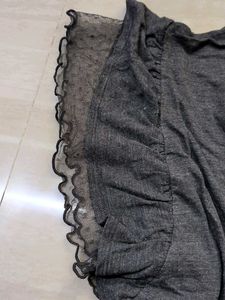 Chic Grey Ruffle Sleeve Top