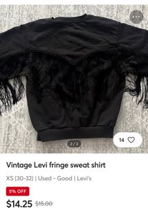 Fringe Detail Black Sweatshirt