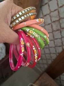 Vibrant Bangle Set with Embellishments