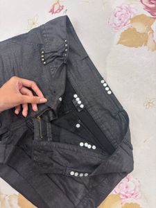 greyish black Shorts with Studs emo punk y2k