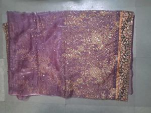 Exquisite Purple Embroidered Saree