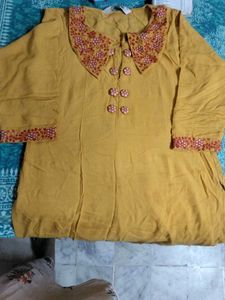 Vintage Mustard Embroidered Tunic