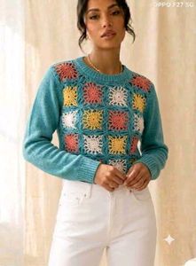 27. Crocheted Granny Square Sweater