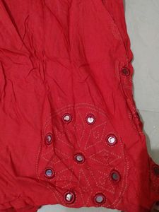 Red Mirror Work Palazzo Pants