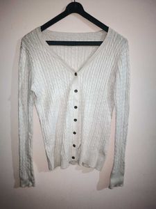 Cream Cable Knit Button-Up Cardigan