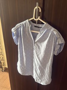 Light Blue Polka Dot Blouse