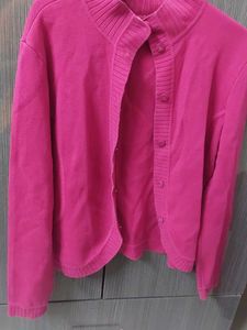 Bright Pink Knit Cardigan crop jacket