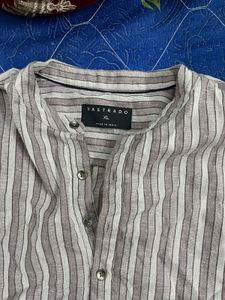 VASTRADO Striped Band Collar Shirt
