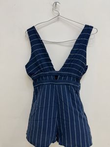 Stylish Blue Striped Jumpsuit