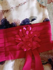 Beautiful Floral Dress with Pink Sash