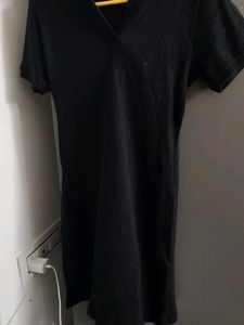 Ribbed Black Mini Dress