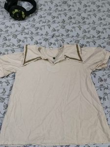 Beige Sailor Collar Top