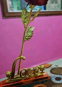 Artificial Red Rose with Love Stand