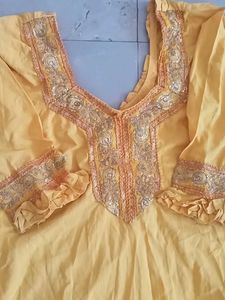 Yellow sarara set with heavy dupatta