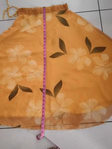 orange floral saree material skirt for festival