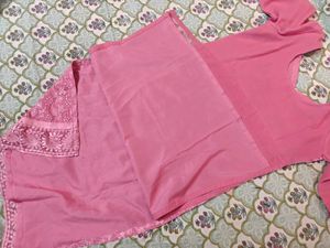 Mauve embroidered Kurta churidar and dupatta