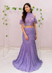 Stunning Lavender Cancan Indo western leheng