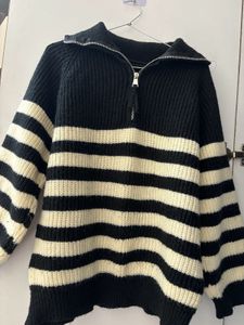 Striped Zip-Up Sweater