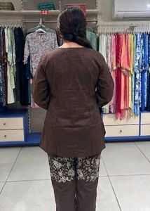 Brown Embroidered Kurta Set