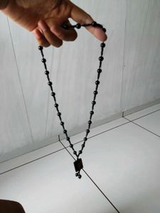 Unique Black Beaded Pendant Necklace