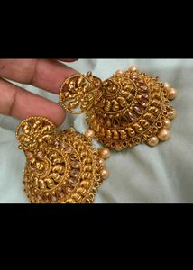 Stunning Gold Tone Jhumka Earrings