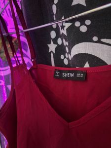 Chic Red V-Neck Cami Top [SIZE-XS]