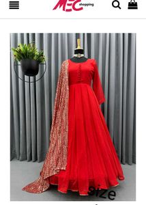 Elegant Red Ethnic Gown with Dupatta