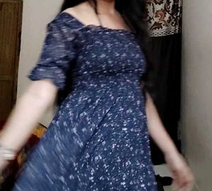 Navy Floral Print Midi Dress