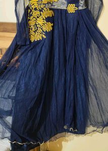 Navy Blue Anarkali Gown With Attatch Dupatta