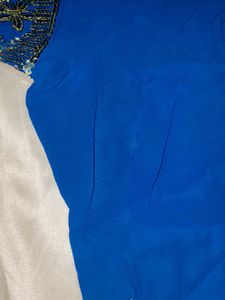 Royal Blue Embroidered Saree with blouse