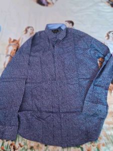 Men's Blue Patterned Dress Shirt