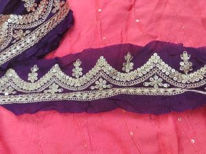 Embroidered Purple Fabric Scarf
