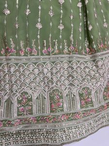 Green Embellished Lehenga Choli Set