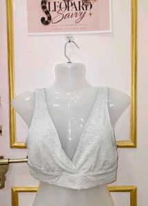 Light Grey V-Neck Cropped Top bra