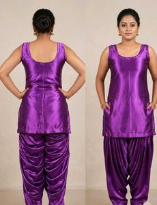 Vibrant Purple Silk Kurta and Patiala Set