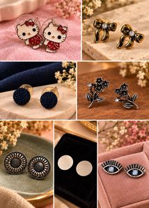 combo: Sparkly and Cure trendy Stud Earrings